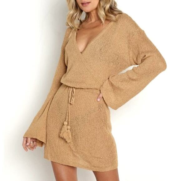 Elegant Tan Wrap Swim Cover-Up - Picture 7 of 8